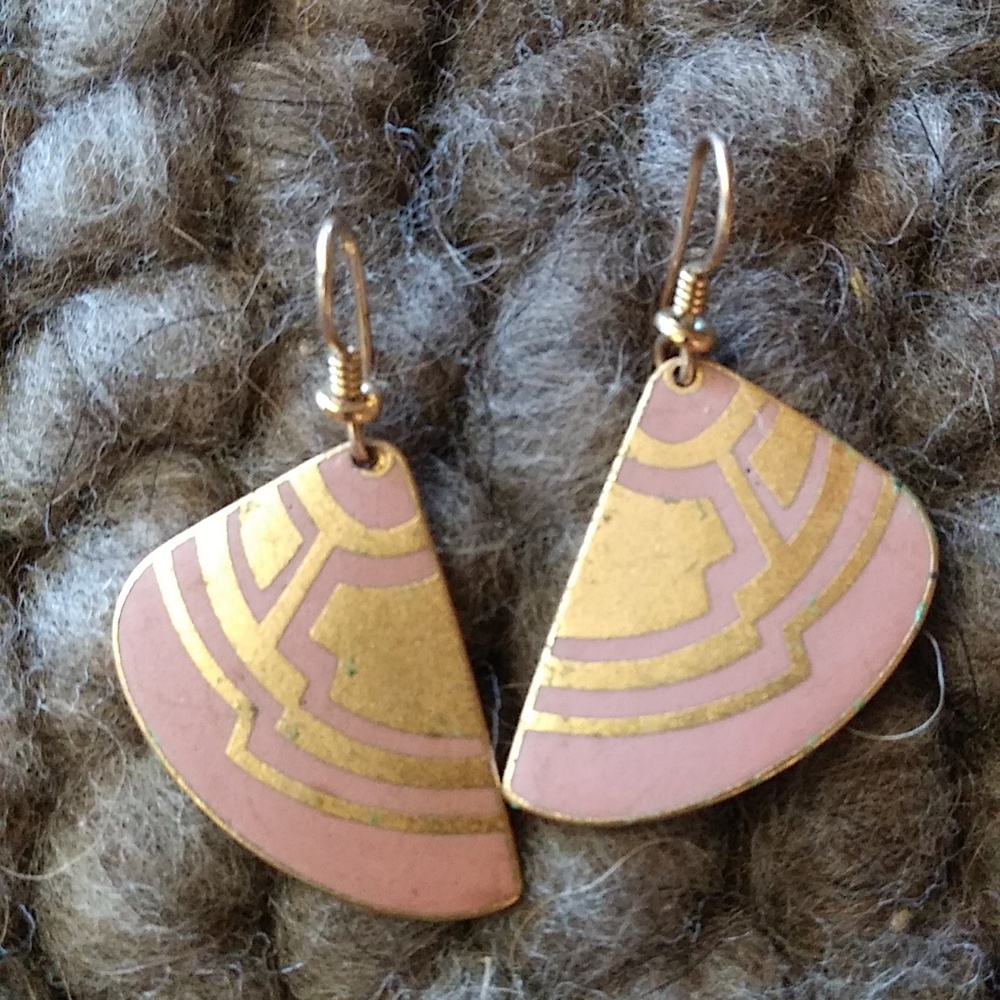 Laurel Burch Earrings ORAIBI Mauve Pink